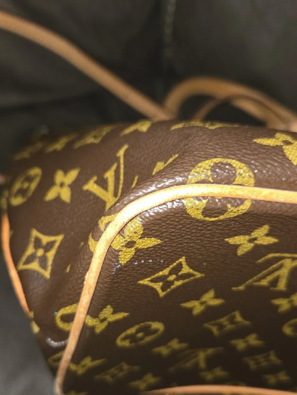 Louis Vuitton Monogram Canvas Tote with Tan Leather Trim